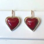 Sterling Silver TAXCO  Red Jasper Heart Cabochon Drop Dangle Earrings Photo 9