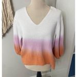 Michael Stars Knit Ombre Dip Dye White Lavender Pink Orange Sweater Medium Photo 0