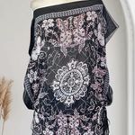 Max Rave Black Red Bohemian Mandala Whimsygoth Sheer Cinched Shawl Top M / L Photo 0