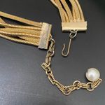 Vintage Unsigned Vendome Multistrand Faux Pearl Gold Mesh Chain Tassel Necklace Photo 15