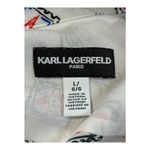 Karl Lagerfeld  Paris Print Postage Stamp Roll Tab Sleeve Top Women‎ Size Large Photo 7