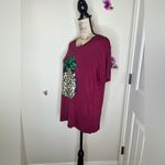 Maroon Short Sleeve T Shirt with Golden Pineapple on Front Size XL Red Photo 5