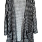 LuLaRoe  Caroline Tunic Cardigan BW Houndstooth Geometric Arc Pattern L EUC Photo 0