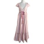 Free People XL Roucha Denim Maxi Dress Pink Pale Mauve Retro 70s Dainty Photo 3