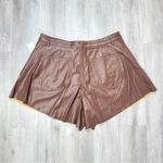 Brown Leather Flared Trumpet Shorts 16W Photo 2