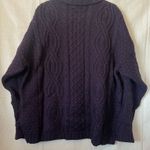 Aran Crafts Ireland Aran Crafts 100% Merino Wool Sweater Purple Full Zip Cable Knit Ireland Photo 5