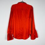 Frame Women's Standard Stretch Silk Satin Collared Button Down Long Sleeve Shirt Photo 3