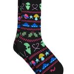 NEW MeUndies Cosmic Mistletoe Supima Cotton Crew Socks Unisex Medium Black Photo 0