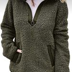 Oversized Fleece Sherpa Pullover Green Photo 0