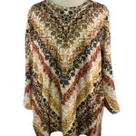 Alfred Dunner 1X Madagascar Shirt Womens Brown Boho Retro 90s Artsy Earth Tones Tan Photo 0