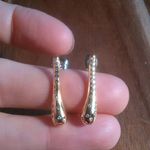 Simulated White Diamond Stainless Steel and Brass Earrings Photo 6