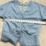 Madewell Pleated Short-Sleeve Top Women's XS Light Blue Denim Button Front NWT Photo 6