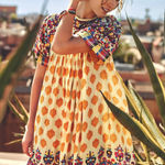 Anthropologie Tanvi Kedia Summer Boho Hippie Caltha Shift Dress Size M Maize Photo 0