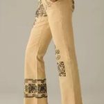 Anthropologie NWT 26T Pilcro Yaya Embroidered Mid-Rise Crop Flare Jeans in Cream Photo 2