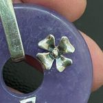 Sterling Silver Vintage  925 Natural Purple Jade Donut Circle Pendant 15.4g Photo 6