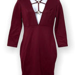 Charlotte Russe Charolette Russe Deep Plunge V Cut Caged Bodycon Burgundy Dress Sz Small‎ Photo 0