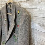 Vintage One Of A Kind Christmas Womens XXL Wool Coat Hand Painted Rudolf Lights Gray Photo 5