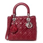 Christian Dior Medium Lambskin Cannage Lady Dior in Burgundy Photo 0