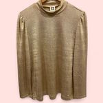 Anne Klein NWT golden shimmer mock neck puff sleeve top mermaid fairy vibes Photo 2