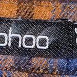 Boohoo Plaid Flannel Striped Button Down Shirt Photo 3