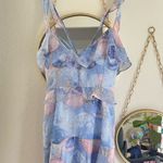 Buddy Love Pink Gold Planets Blue Ruffle Mini Dress Women’s SZ Large Photo 0