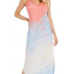 Bella Dahl Poppy Fray Cami Slip Midi Dress Small Tie Dye Pink Blue Lightweight Photo 12