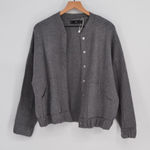Mango  Knitted Bomber Sweater Jacket Snap in Dark Heather Gray Women's XS Photo 0