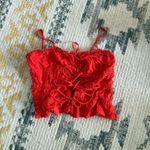 H&M  Red ruched top with tie front  Photo 1