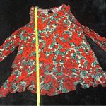 ZARA red flowers daisy print blouse shirt tee top long sleeve off shoulders sz S Photo 7