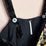 Free People Tie A Bow Mini Dress Black Pink Floral Velvet Trim. Size M Photo 6