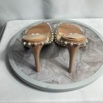 Steve Madden  Zaylee Clear Rhinestone Mule Heels Nude Size 8.5M Square Toe Photo 2