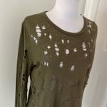 IRO  Liza Distressed Linen Long Sleeve Tee Army Green Photo 5
