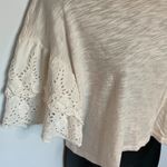 The Impeccable Pig Cream Cropped Lace Arm Accent Top Photo 2