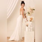 Lulus LULU’S Wonderstruck White Glitter Lace-Up Embroidered Lace Maxi Dress Photo 4