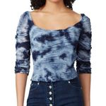 Miaou Tie Dye Blue & White Madeline Crop Top Boned Bodice Corset Bustier sz L Size L Photo 0