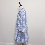 Tuckernuck Blue White Safari Toile 3/4 Sleeve Tie Neck A Line Mini Dress Large Photo 3