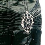 Whimsigoth Black Satin Halter Gown Gothic Witchycore Beaded Slit Corset Formal S Photo 5