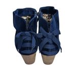 Restricted blue Velvet Ankle Booties lace up bow back 8 casual fall winter Photo 6
