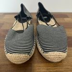 Eileen Fisher  Womens Lee Striped Canvas Espadrille Flat 9.5 Black White Ballet Photo 1