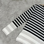 St. John  Wool Blend Striped Cardigan Sweater V-Neck Longsleeve in Ivory Black S Photo 7