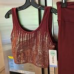 💕MARIKA💕 Marley Metallic Sports Bra + Leggings Grape Wine/ Copper Medium M NWT Photo 9