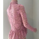 Ganni  Lace stretch TOP PINK Floral Size 34 Long Sleeve Turtleneck Blouse #101 Photo 6