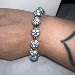 Stretch Magic 7” Acrylic Soccer‎ Ball & Silver Plated Bead Fan Bracelet White Photo 0