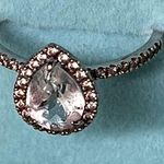 10K W/Gold Quartz Teardrop Halo Ring Gold Photo 15