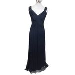 Tadashi Shoji Tadashi Collection Navy Silk Gown Beaded Women’s Size 0 Formal Evening Dress Photo 1