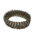 Vintage Accordian Rhinestone Stretch Cuff Bracelet Gemstones Silver Tone Bling E Photo 4