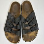 Betula Black Leather Triple Strap Cork Footbed Sandals Women's Size 39 5.5 Photo 2