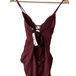 BECCA by Rebecca virtue Becca Delilah Brown Plunge Neck Crochet One Piece Swimsuit Size Small Photo 8