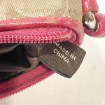 Coach  Poppy Jacquard Monogram Signature Small Wristlet Beige Pink Zip Pouch Bag Photo 3