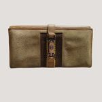 Gucci Leather Long Wallet Jackie Beige Suede Yellow Brown Accents Corduroy Photo 9
